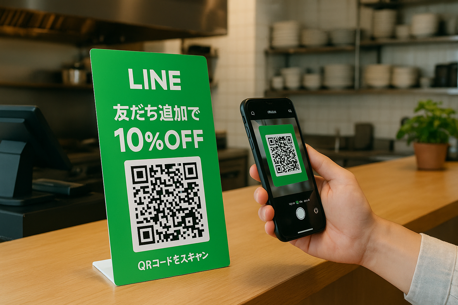 施策1：店頭QRコードPOPで来店客を確実にキャッチ
