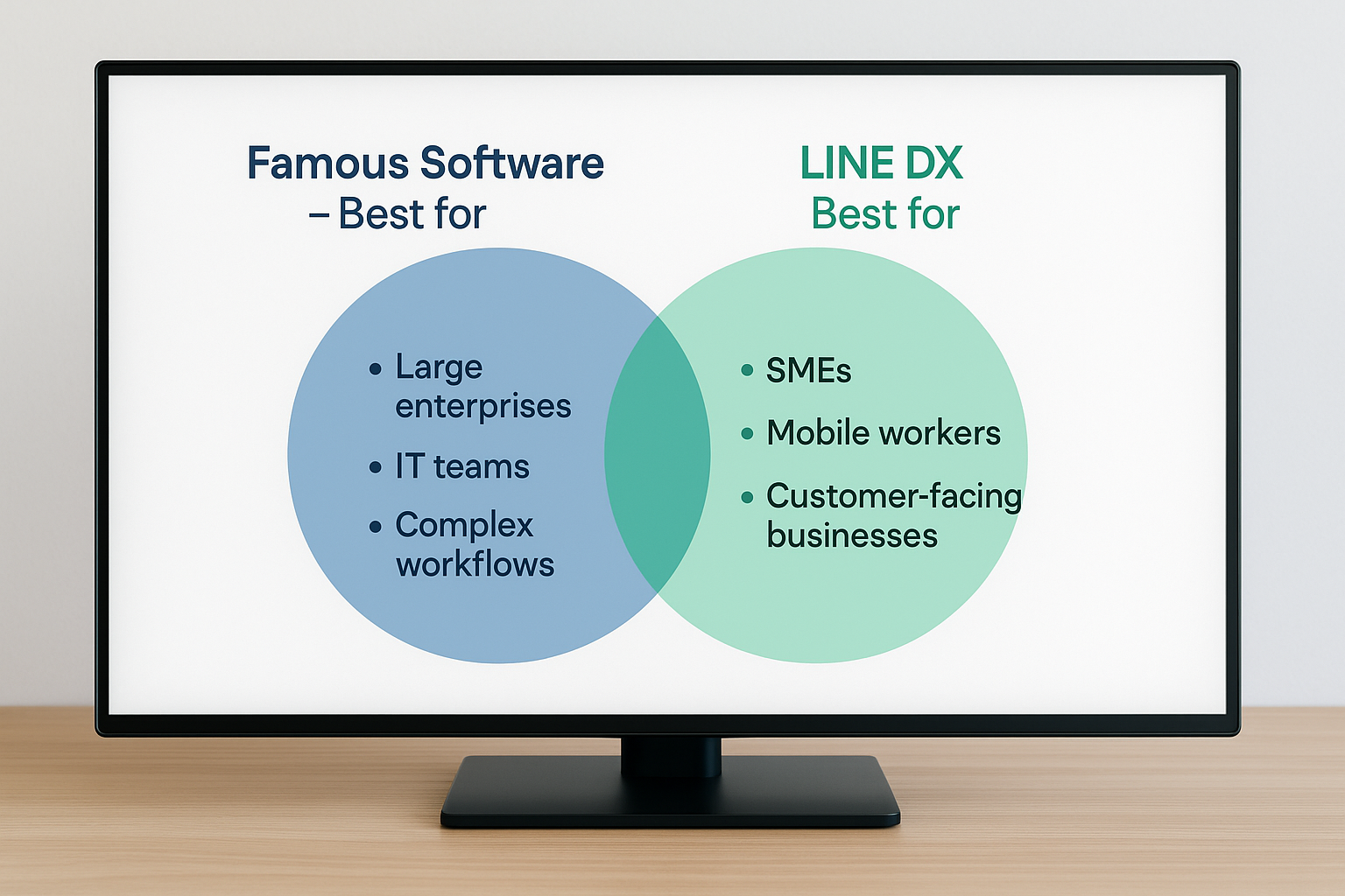 有名ソフトが向いている企業 vs LINE DXが向いている企業